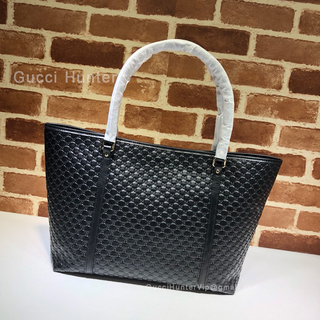 Gucci Micro GG Guccissima Joy Micro Leather Tote Bag Black 449647